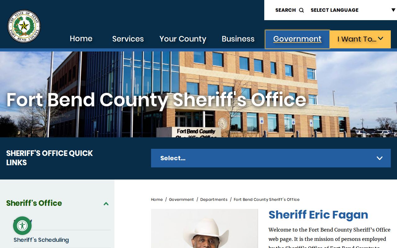 Fort Bend County arrest search at the Sheriff's Office