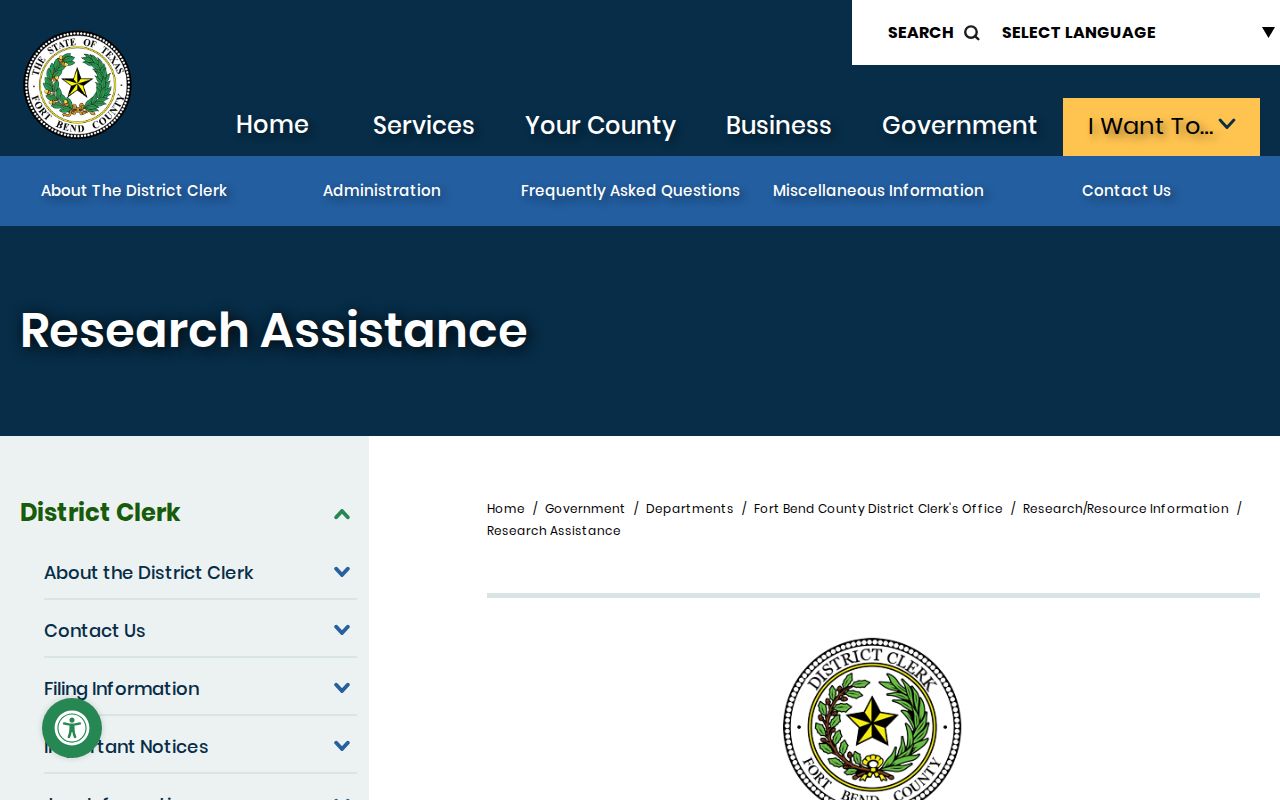 Fort Bend County criminal case research assistance and copy request information