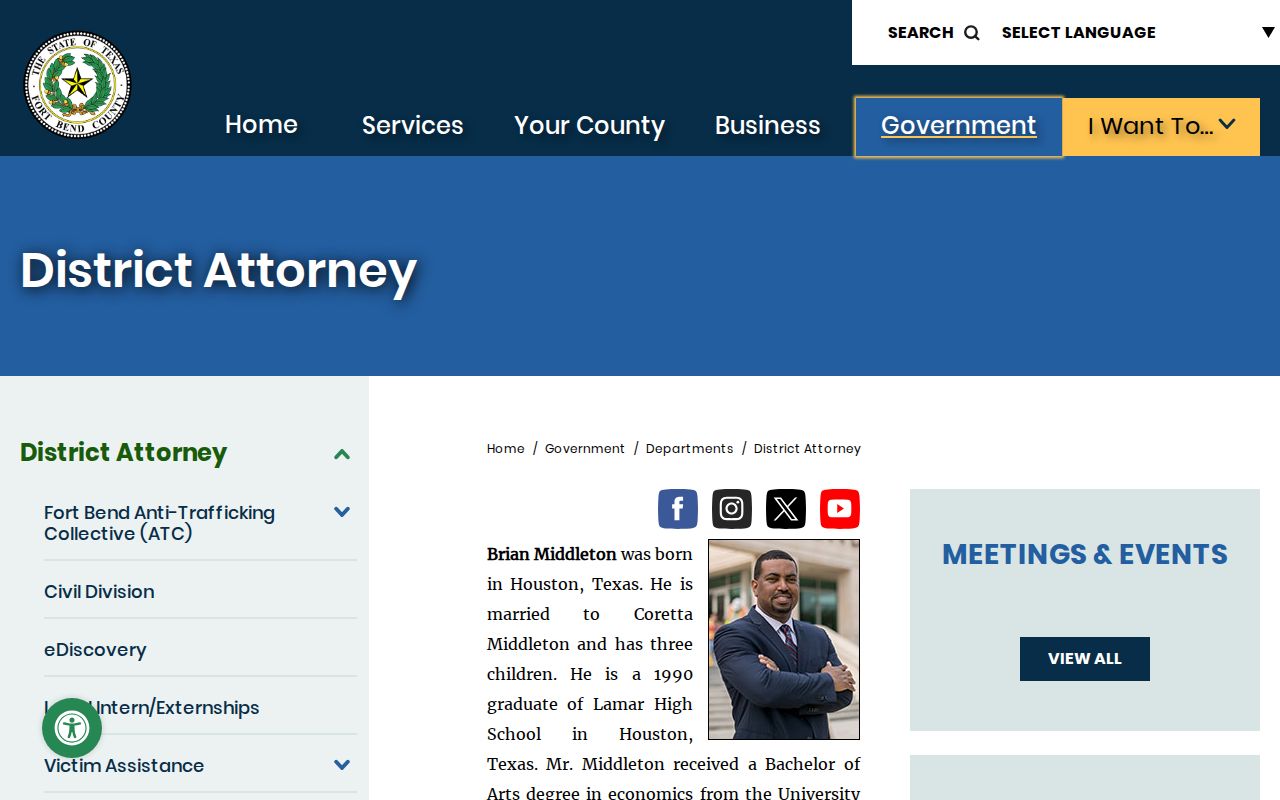 Fort Bend County criminal records District Attorney page