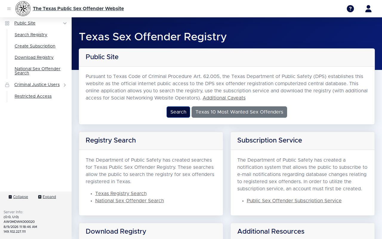 Fort Bend County sex offender registry results interface